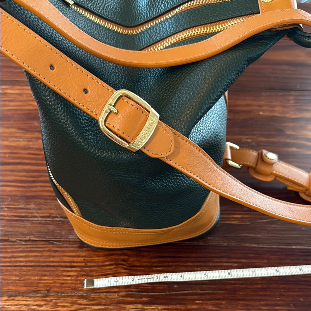 Valentina Italy Black & Tan Pebbled Leather Backpack Purse NWOT - Picture 4 of 10